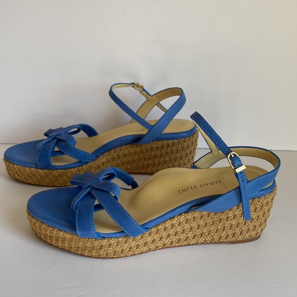 Sarah Flint Mirjana Leather Blue Wedge - Picture 8 of 15